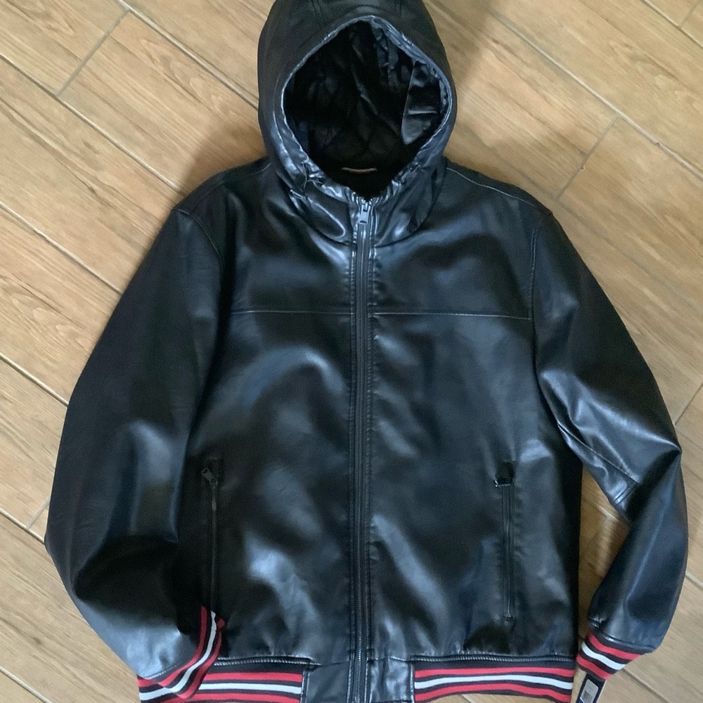 Tommy Hilfiger Classic Leather Hood Bomber, XLarge